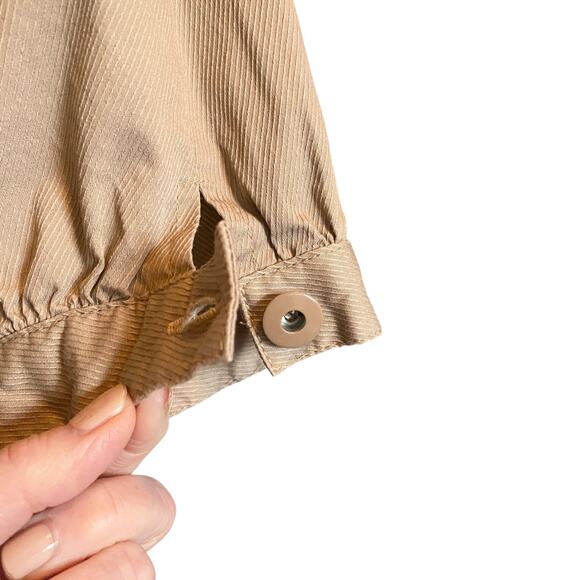 Vntg Y2k Sharagano Studio Cropped Utility Bomber Jacket Sz L Tan Puff Sleeve - Picture 8 of 13